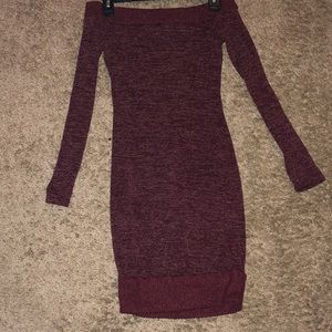 Burgundy off the shoulder dress